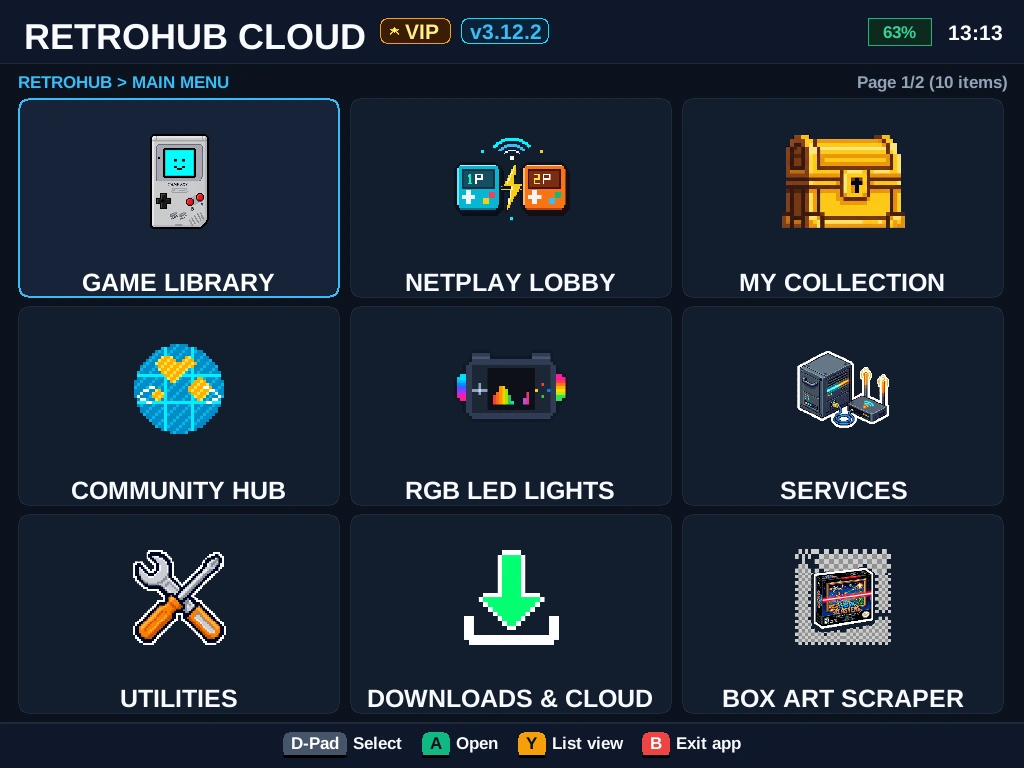 Màn hình chính RetroHub