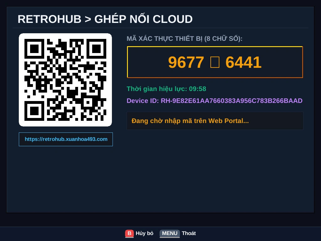 Ghép nối tài khoản RetroHub Cloud
